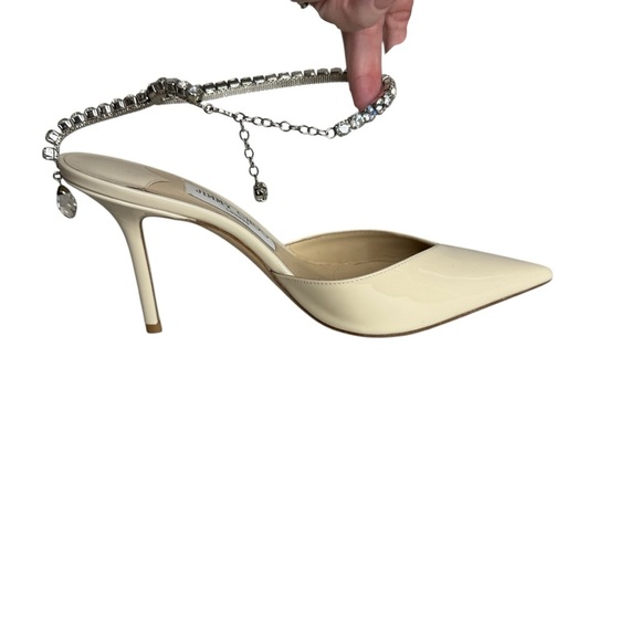 Jimmy Choo Saeda 85 Patent Pumps in Linen size 38.5/8.5 - Picture 3 of 8